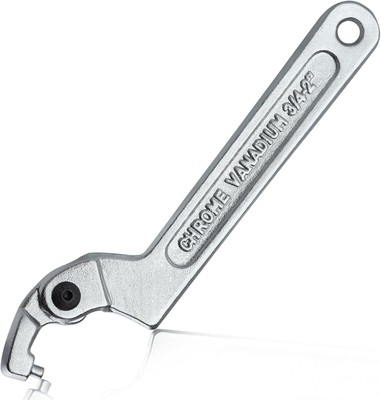 Adjustable C Spanner Hook Wrench Tool Pin 19-51mm (3/4-2''), Silver 