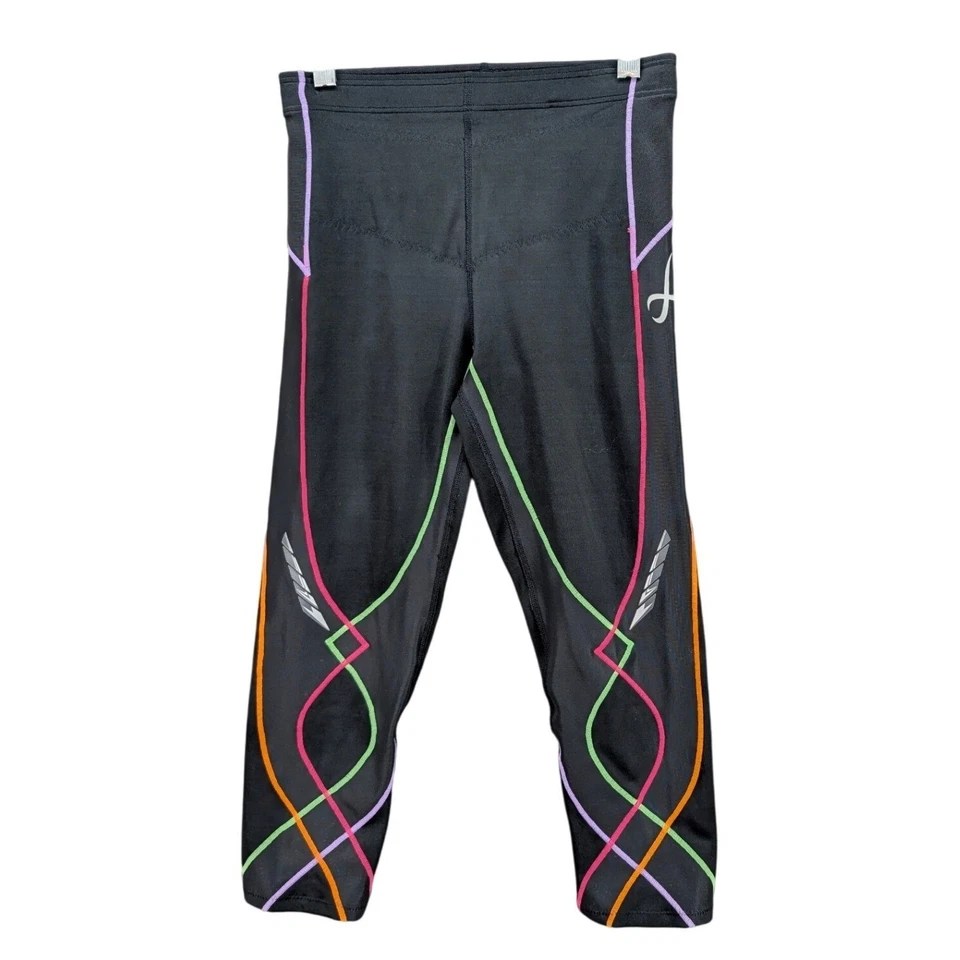 CW-X Mujeres Negro Capri Compresión Leggings Ropa Activa Colorido Atletismo Pequeño Foto 2 de 4