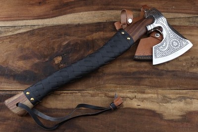 3DViking Axe 18.5''Hand Made Carbon steel Blade Tomahawk Axe W/L/S HB-981