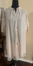 Vintage 1950 s Leonora Size 34 Pink Double Chiffon Lace Trim Peignoir Sheer Robe