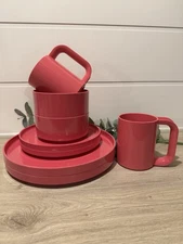 HELLER 8 Piece Pink Dish Ware Set; Design By Massimo Vignell