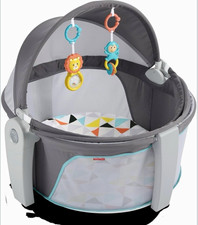 Fisher-Price On-the-Go Baby Dome Play Yard Canopy Foldable Portable Gray