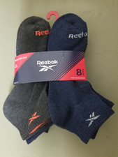 New Mens Reebok 8 Pack Quarter Cut Socks.