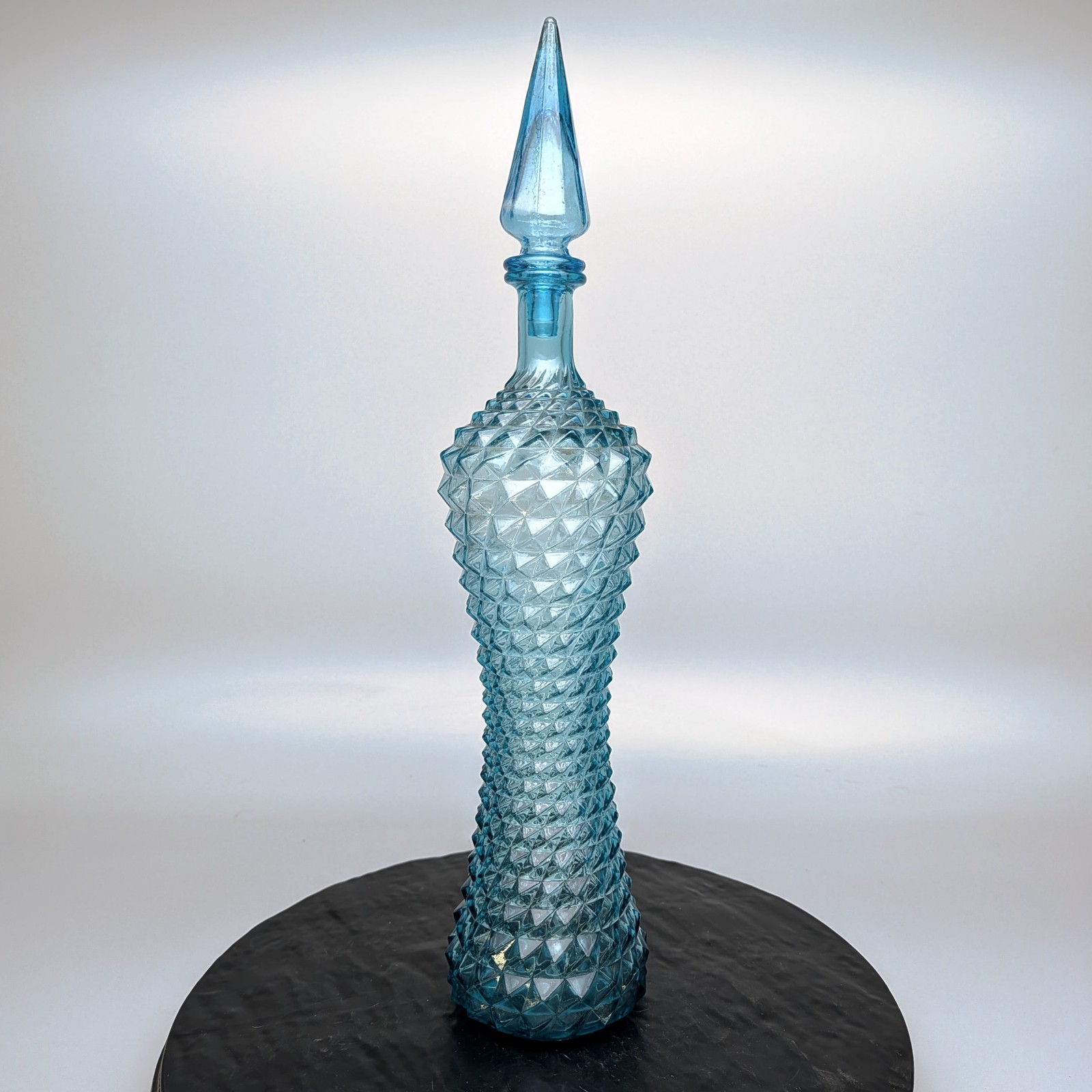 Empoli MCM Genie Bottle Pineapple Diamond Cut 22” Ice Blue + Stopper Male Decor
