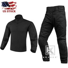 KRYDEX Tactical Gen4 Combat Shirt Pants Suit w/ Knee Pads Uniform Duty Cargo BK