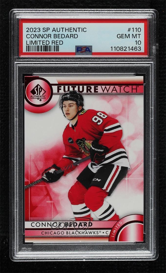 2023 SP Authentic Future Watch Red Limited Connor Bedard #110 PSA 10 GEM MT g6p
