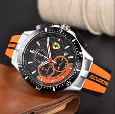 Fashion Men's Formula 1 Scuderia Ferrari 42mm Luxury Chronograph Silicone Watch