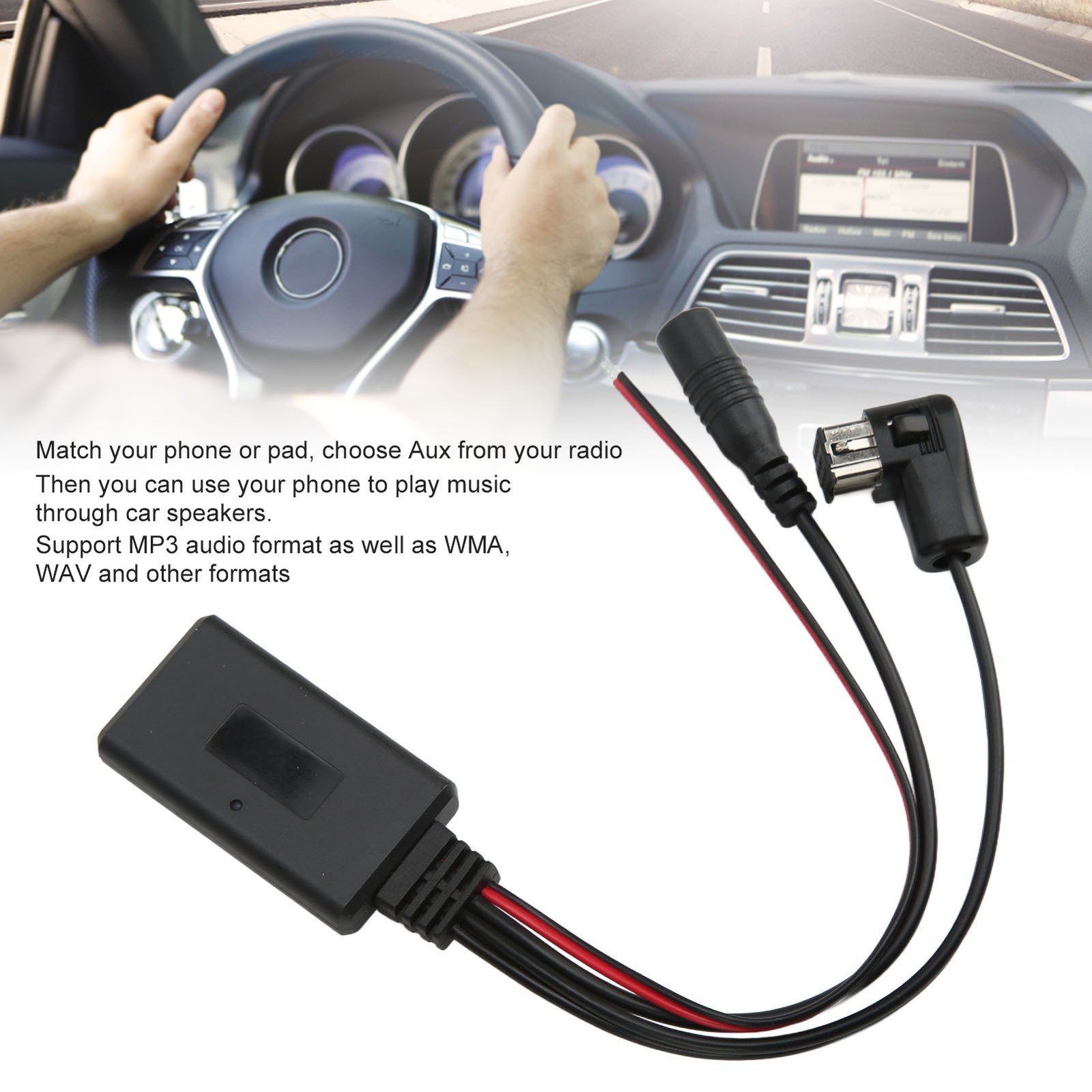 Bluetooth5.0 Stereo Music Player AUX Adapter Cable With Microphone For