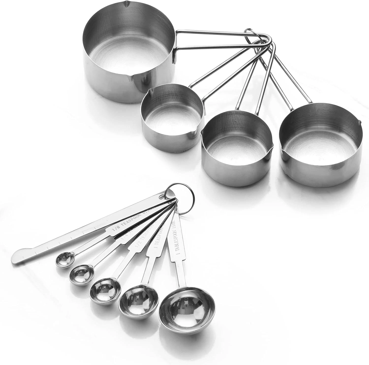YILIHCIA 10-Piece Stainless Steel Measuring Cups and Spoons Set for Home Baking