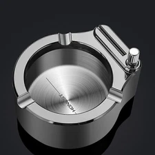 Retro Metal Ashtray Flint Kerosene Lighter Gadget Home Office Desktop Decoration