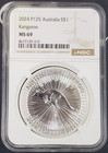 2024-P125 Australia Kangaroo - 1 oz .9999 Fine Silver - NGC MS 69 -319