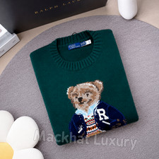 POLO RALPH LAUREN Women s Small Green Wool Cotton Polo Bear Sweater