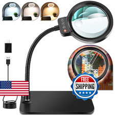 30X 10X Magnifying Glass with Light and Stand, 72 LED 3 Color Modes Stepless Dim