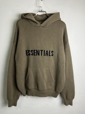 Vintage Fear of God Essentials Hoodie Khaki Green Oversized Knit Size M