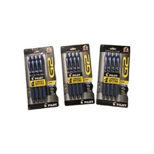 Three Pkg Blue Pilot Gel Pen Retractable/Refillable Fine Point 0.7mm 4/PK pens