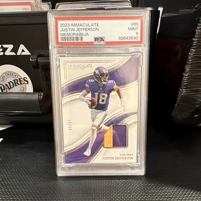 Panini 2023 Immaculate Justin Jefferson Vikings Memorabilia 18/99 PSA 9 POP 1