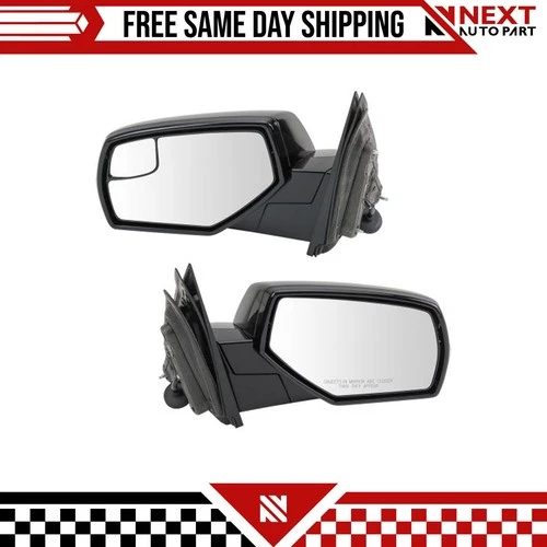 New Mirror Power Heated LED Signal Marker Light Black Pair For 14-19 GM Pickup