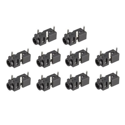 PCB Mount 2.5mm 3 Pin Socket Headphone Video Connector PJ208 Black 10Pcs