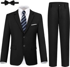 YuanLu Black Youth Suit Slim Fit 2 Piece Size 12 2 Button Notch Lapel