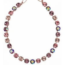 Mariana FLAMINGO Rose Gold Plated IRIDESCENT PINK PEACH Crystal Tennis Necklace