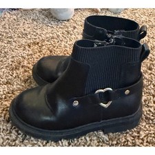 Old Navy Black Faux-Leather Side Zip Moto Toddler Boots 8