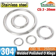 O Rings Welded Polished Round Rings A2 304 Stainless Steel ID 9mm to 240mm