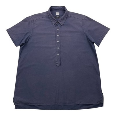 Albam Shirt Herren XL Gr. 4 dunkelblau Baumwolle Kurzarm Half Snap Pullover