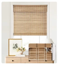 LazBlinds Cordless Bamboo Blinds, Bamboo Roll Up Shades 31”x64”