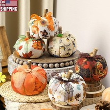 Fall Fabric Pumpkins Set Handmade Autumn Decor Thanksgiving Home Decoration New