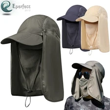 Men Women Sun Hat Neck Flap Face Cover Cap for Fishing Outdoor UV Protection