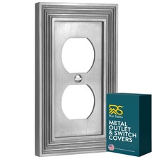 Brushed Nickel Outlet Covers Duplex Receptacle Wall Plate Electrical Outlet C...