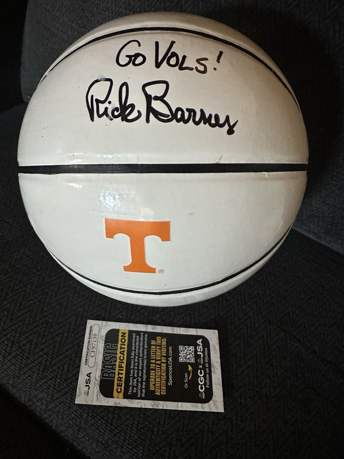 Rick Barnes Signed Tennessee Volunteers Basketball JSA COA Authentication 