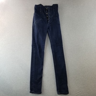Era of Chaos Jeans Womens Sz 24 6 Button DarkWash Normcore Cute Stylish Y2K Cool