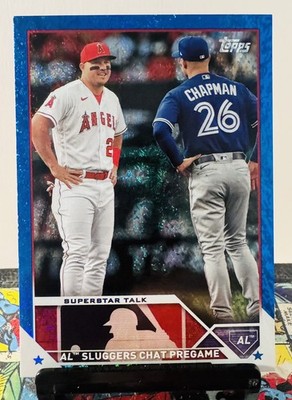 2023 Topps Update #US313 Superstar Talk Mike Trout Matt Chapman /999 Blue Foil