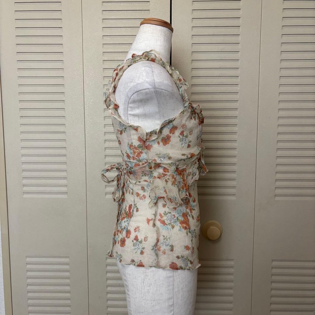 Dolce & Gabbana Floral Chiffon Ruffle Cami Top Size IT 40 Y2K Fairy from Japan image 2