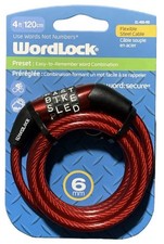 Preset Wordlock Combination Flexible Steel Cable Lock 4ft X 6mm - 3 Pack.