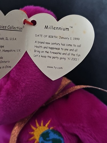 1999 Ty Beanie baby “Millennium” Bear Beautiful Color Bright - Picture 12 of 17
