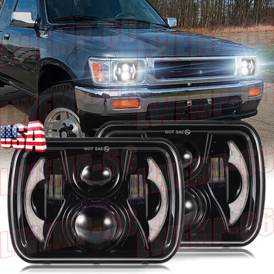 Pair 5x7'' 7x6'' LED Headlights for Toyota Pickup 1982-1995 4Runner Halo DRL Turn