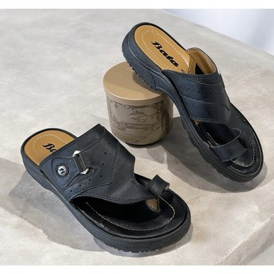 BATA- Black Toe Ring Flat Slip On Sandals Women s Size 9 Summer Casual Wear