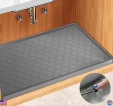 Silicone Under Sink Mat 37"x19" Waterproof Cabinet Protector & Shelf Liner