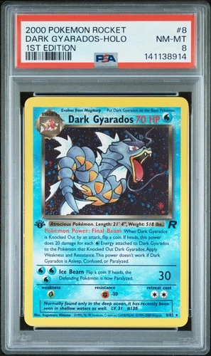 2000 POKEMON ROCKET 1ST ED #8 DARK GYARADOS-HOLO PSA 8