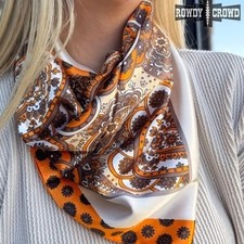 Something in the Orange Paisley Bandana Western Southwestern Wild Rag Scarf 