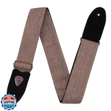 Melede Guitar Strap, Soft Cotton Cowhide Leather Ends Guitar Straps for Acous