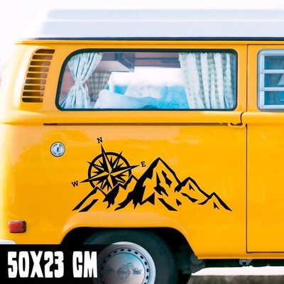 AUTO AUFKLEBER ''BERGE KOMPASS'' 50X23CM STICKER CAMPER WANDERN WOHNMOBIL #0350
