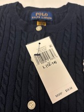 Polo Ralph Lauren Cable Knit Cardigan Hunter Navy Big Kids L