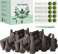100 Pack Hydroponics Grow Sponges - Replacement Root Growth Sponge Seed Pods for 0.36 per gallon