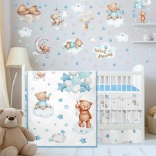 Mixweer 5 Pcs Crib Bedding Set for Toddlers Include Cloud Balloon Bear Theme ...