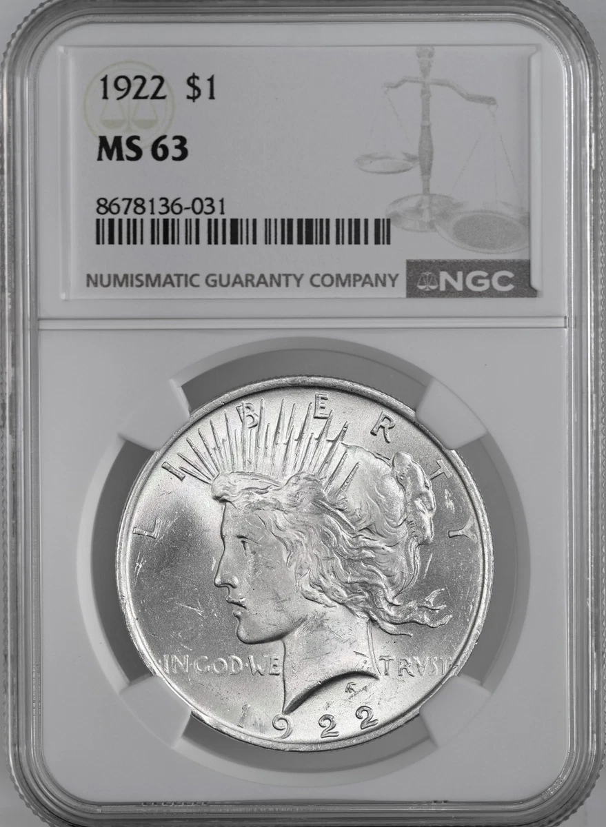 MS 63 Graded 1922 Year Peace Dollars (1921-1935) for sale | eBay