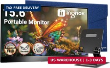 Ingnok Portable Monitor, Ultra Slim 15.6 Inch FHD IPS Laptop Screen Extender wit