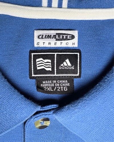 Adidas Climalite Stretch Mens Blue Short Sleeve Polo Size 2XL - Picture 3 of 9
